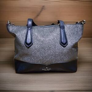 Kate Spade New York Lola Glitter Small Satchel Dusk Navy Blue Purse Bag WKR00159